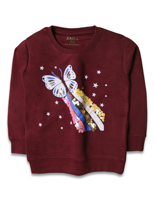 Girls Maroon Fleece Sweatshirt