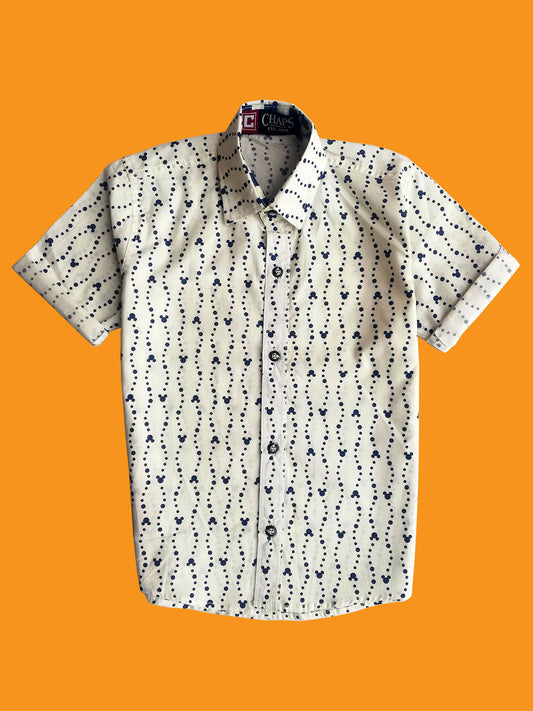 White Navy Blue Dotted Casual Shirt