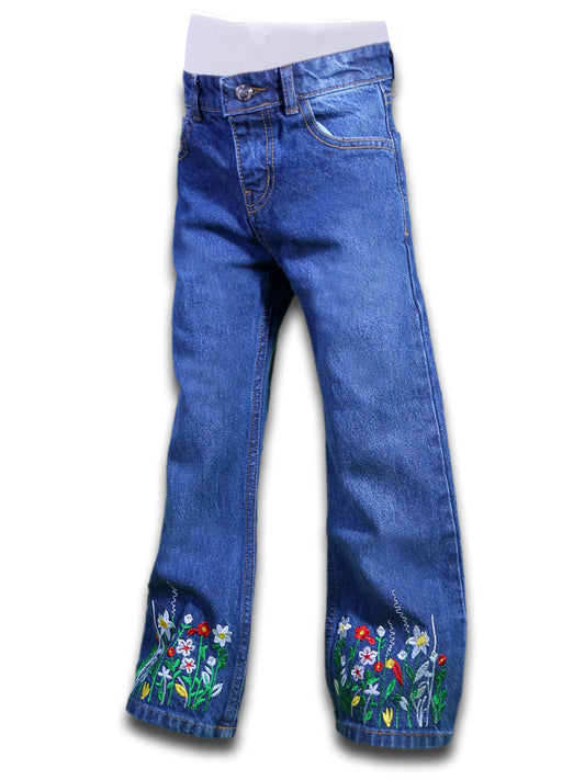 Girl Flowers Embroidery Jean