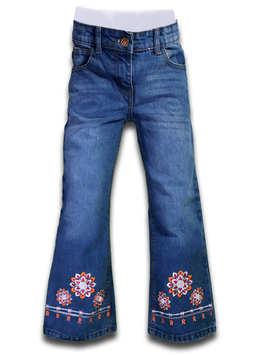 Orange Embroidery Denim