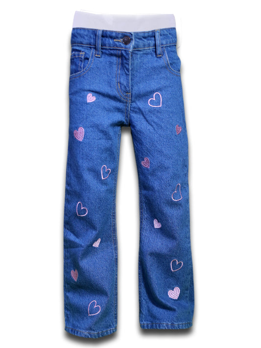 Girls Pink Heart Jean